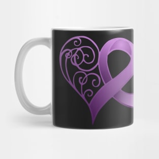 Purple Ribbon with Heart Mug